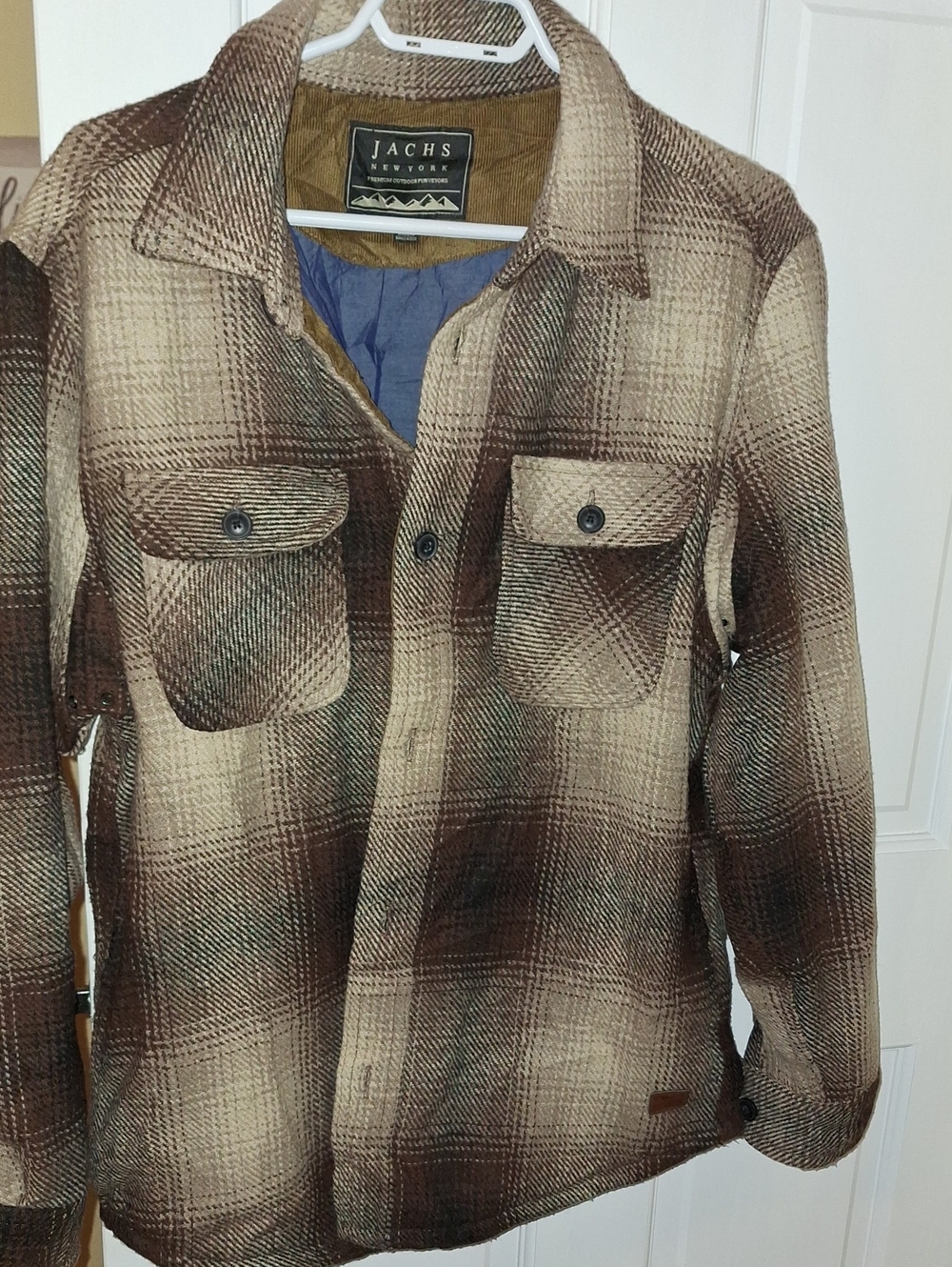 Jachs New York Men's Brown Plaid Lined Shirt Jacket